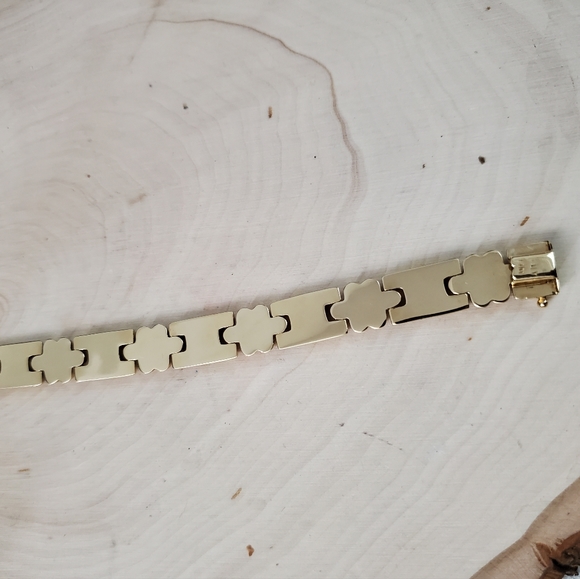 10mm 14K Gold Art Deco Chunky Bracelet - Picture 5 of 11